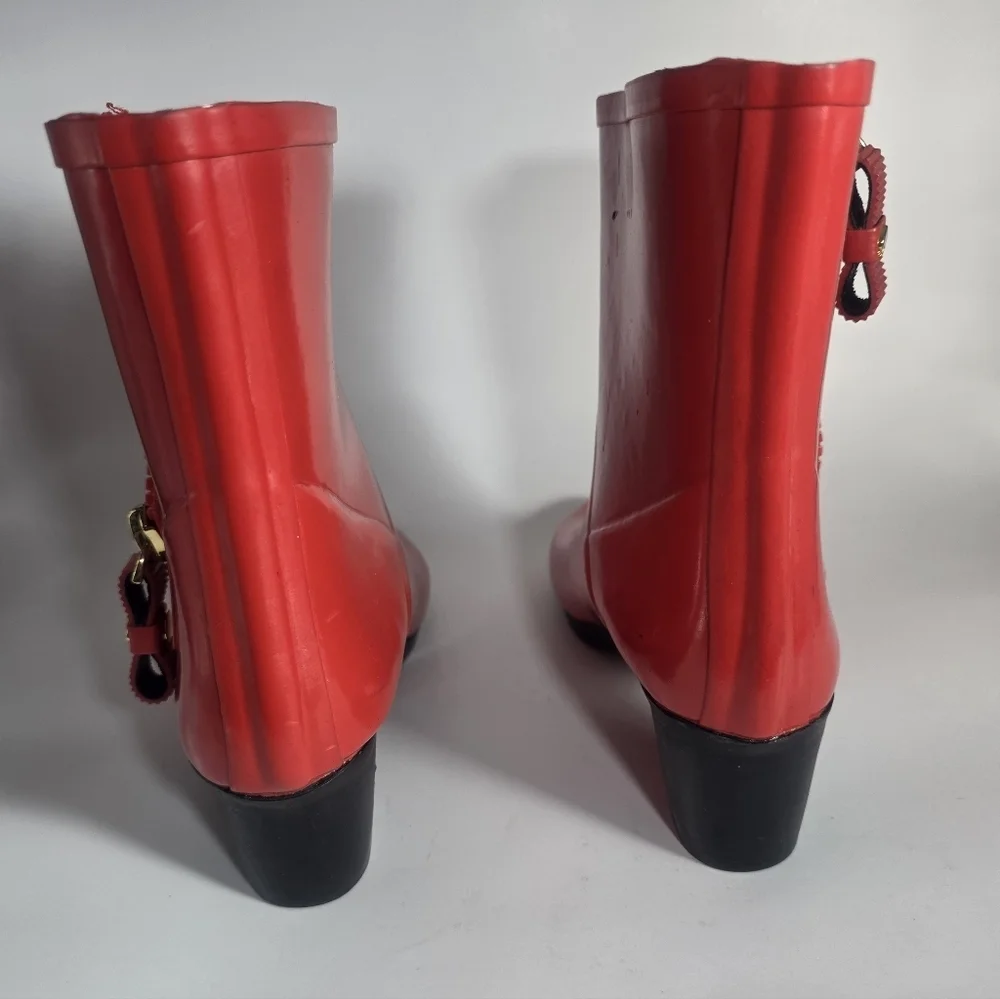Kate Spade Penny Ankle Rubber Rain Boots, Size 5  Red Color New